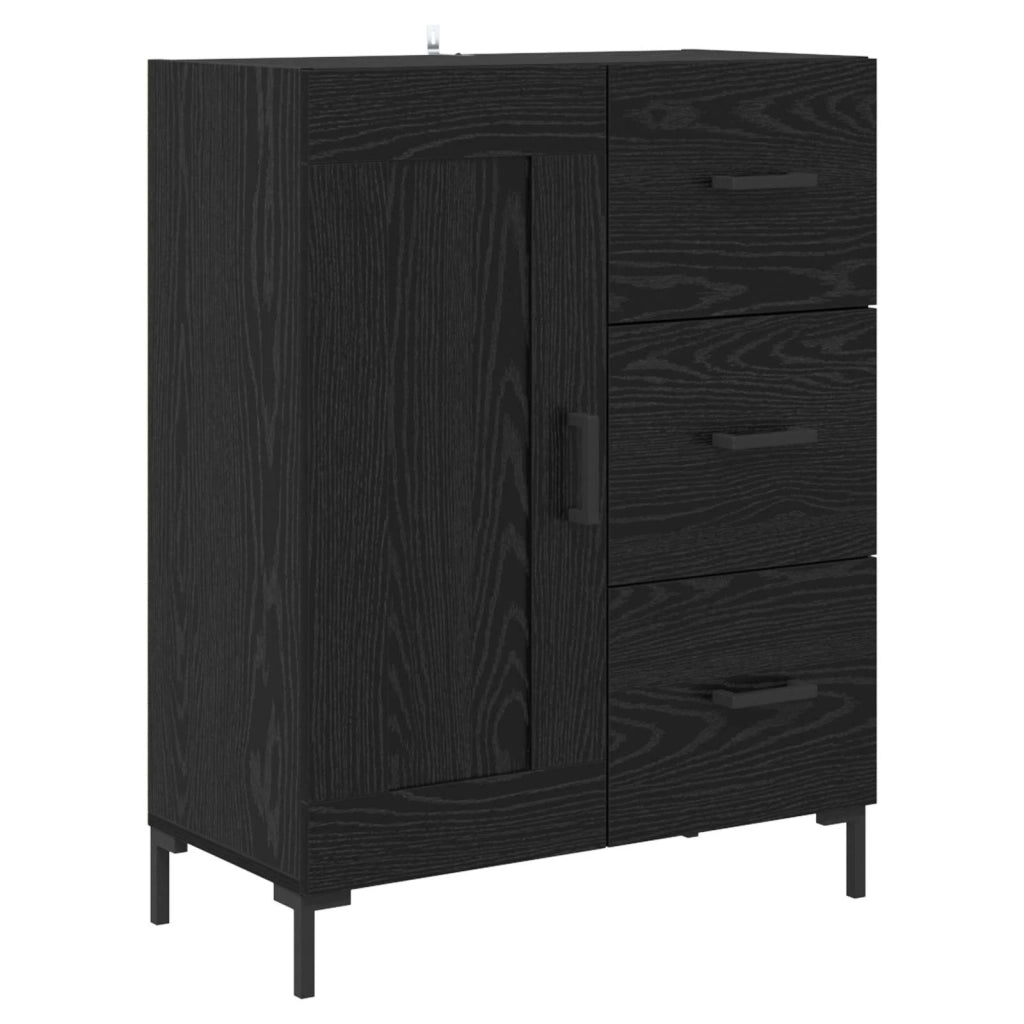 Credenza-Buffet-Armadio da cucina Rovere Nero 69,5 x 34 x 180 cm Legno multistrato 845115