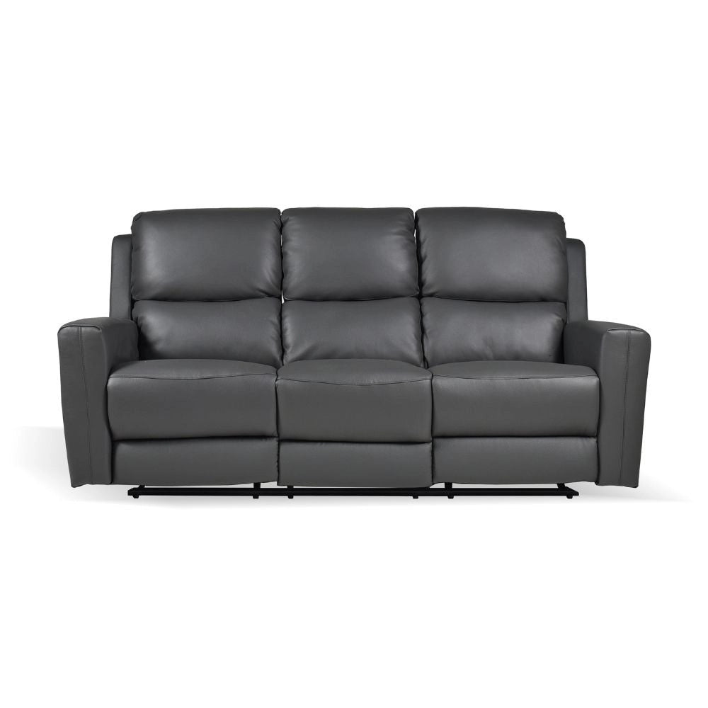 Divano recliner elettrici Claus 3 posti in vera pelle colore grigio scuro