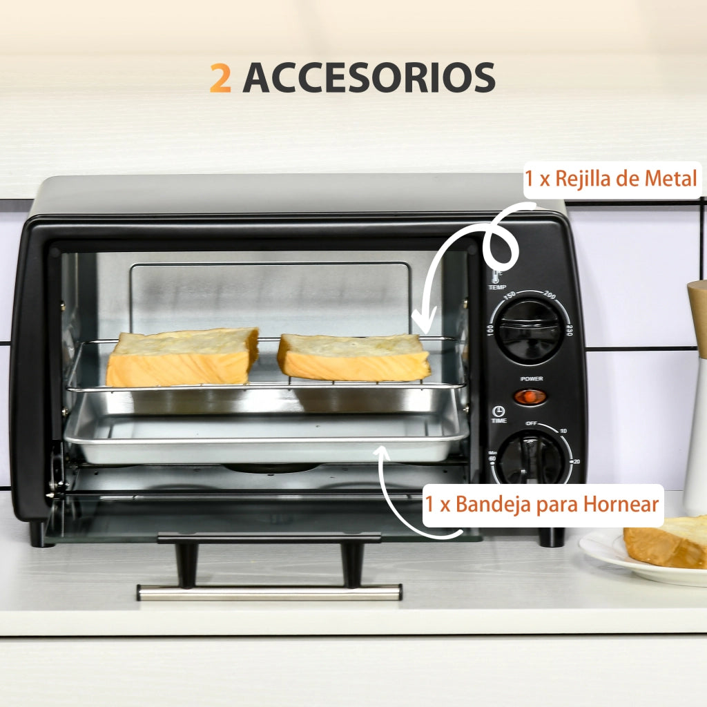 Forno Elettrico da Tavolo 10L 750W ¨C zephmum ¨C Nero 36.5x26x22 cm