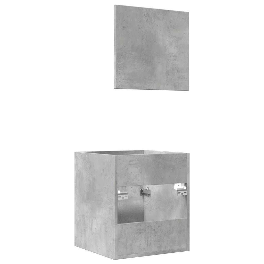 Set Mobili da Bagno | Armadio da bagno 2 pz Grigio Cemento in Legno Multistrato