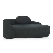 Divano lineare in teddy con cuscino e design arrotondato - per soggiorno e studio - nero