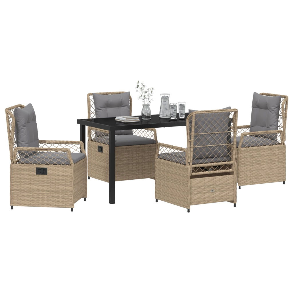 Set da pranzo da giardino 5 pezzi beige polyrattan