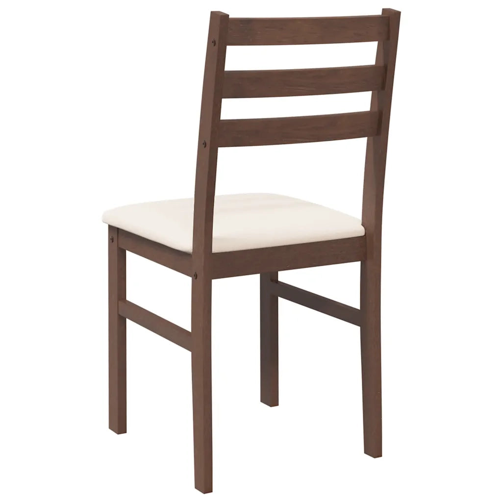 Sedie da Pranzo con Cuscini 2pz Marrone Legno Massello di Hevea