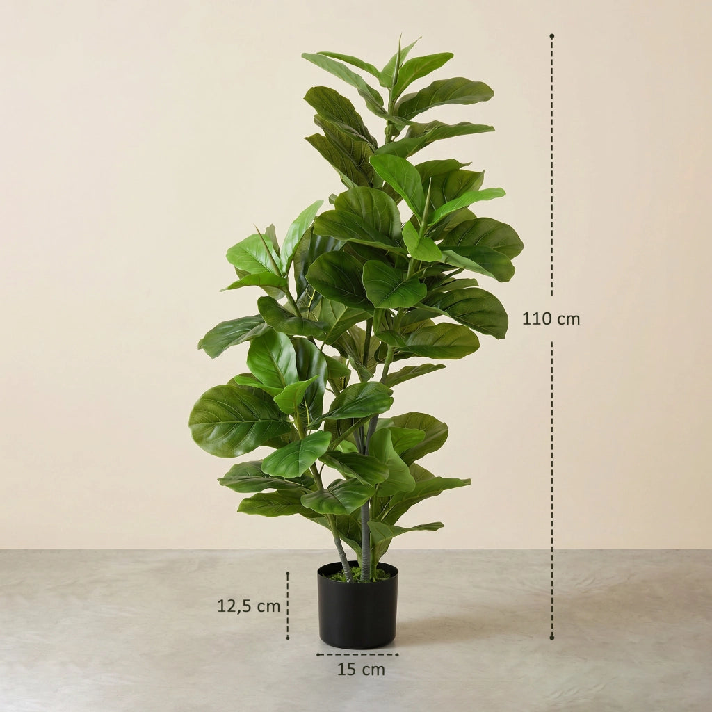 Planta Artificiale Ficus ¨C zephmum ¨C Verde 110 cm con Maceta e Musgo