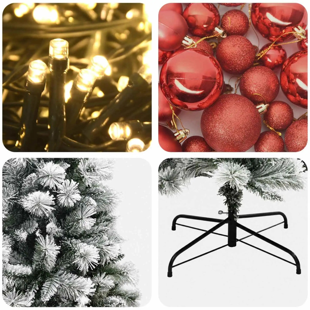 Albero di Natale artificiale con rami snodati e palline 210 cm 3466903