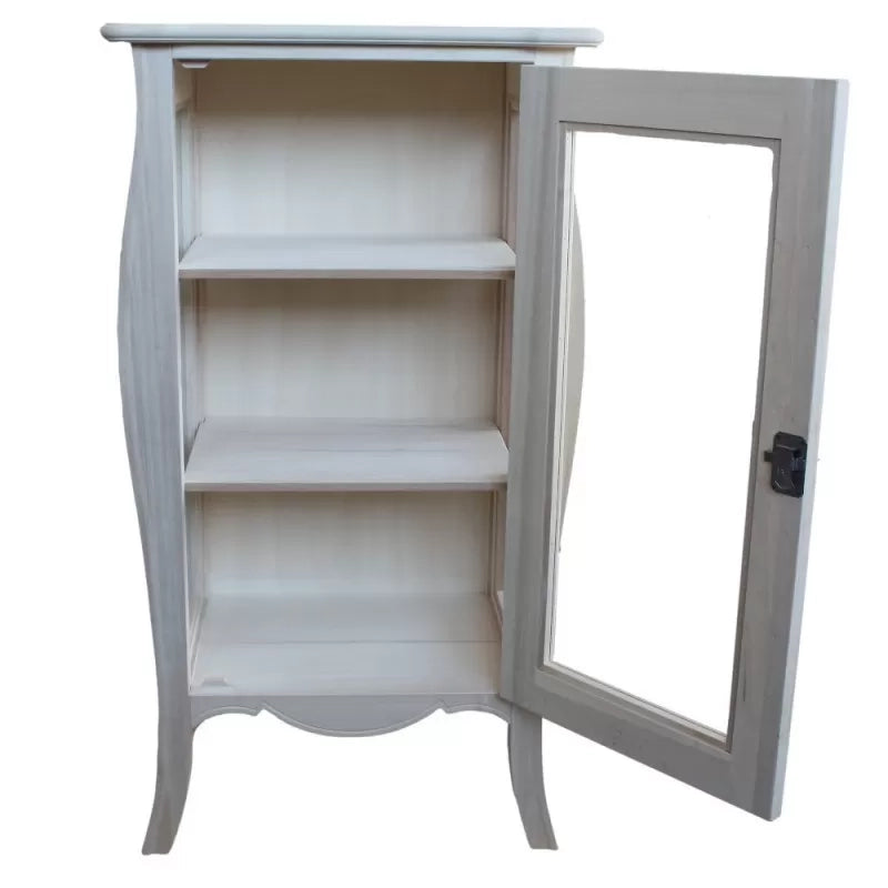 Vetrina shabby bombata 1 porta legno grigio l.71 p.48 h.134 (3096) - Mobili 2G
