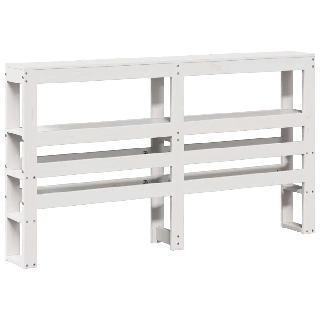 Giroletto con Testiera Bianco 135x190 cm Legno Massello di Pino 3306077