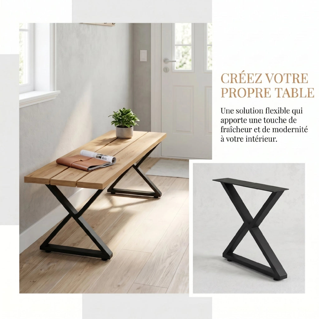 Piedi per tavolo in acciaio ¨C zephmum ¨C nero 60x43 cm