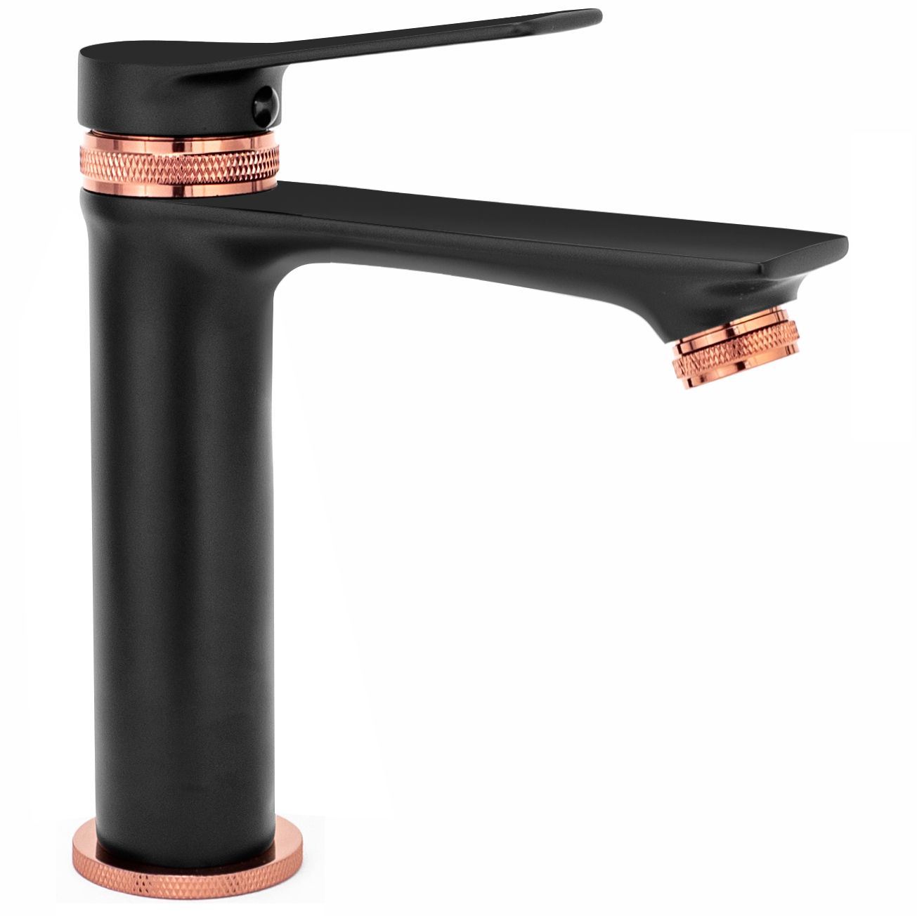 Rubinetto Da Lavabo Rea Viral Black Rose Gold Low