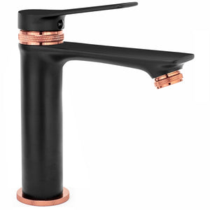 Rubinetto Da Lavabo Rea Viral Black Rose Gold Low