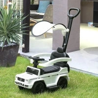 Macchina a Spinta per Bambini 12-36 Mesi con Licenza Mercedes, Tettuccio e Maniglia di Spinta, 85.5x40.5x95 cm, Bianco