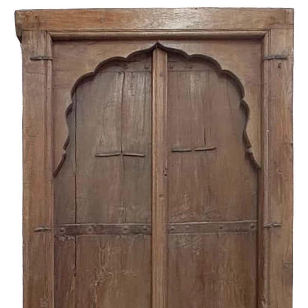 Finestra in legno con finitura artigianale marrone 79x9x170 h cm