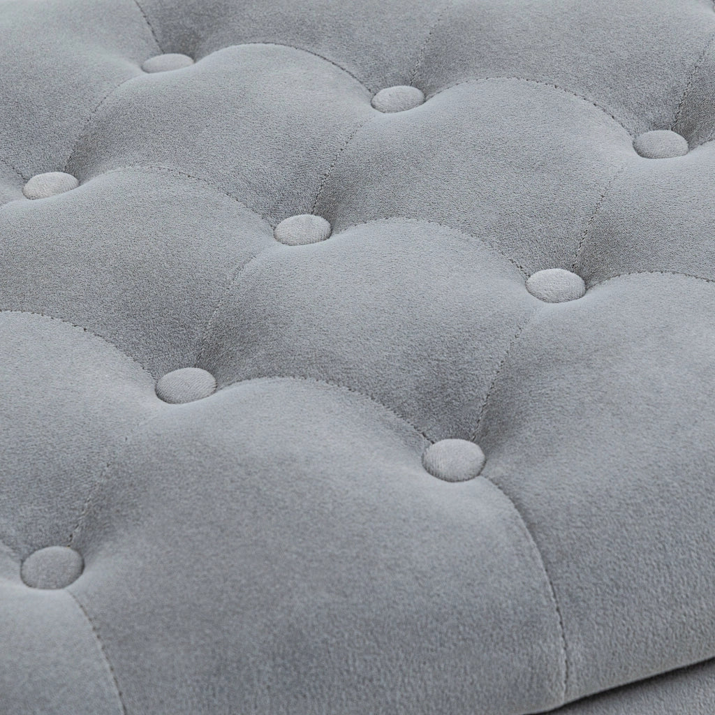 Panca Fondo Letto 126x48,5x57 cm in Tessuto Vellutato Grigio