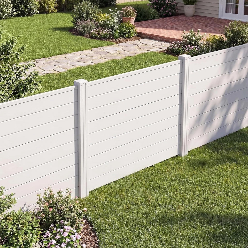 Schermo per Privacy da Esterno, Recinzione con Pannelli e Pali di Metallo Zincato, Recinto da Esterno Versatile e Modulare per Piscina, Copribidone e Condizionatore d’Aria (Bianco)