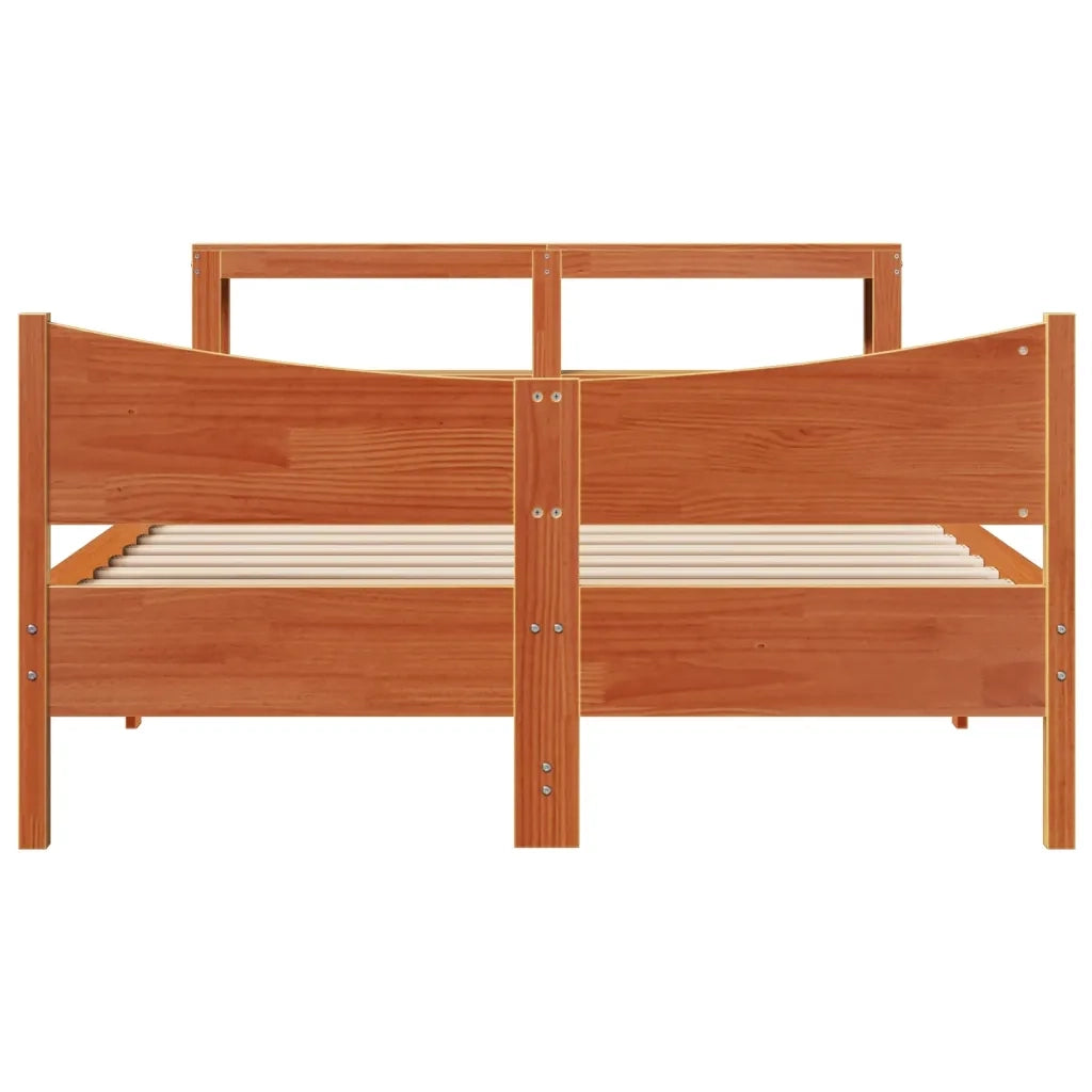 Giroletto con Testiera Marrone Cera 140x190 cm Massello Pino 3306317