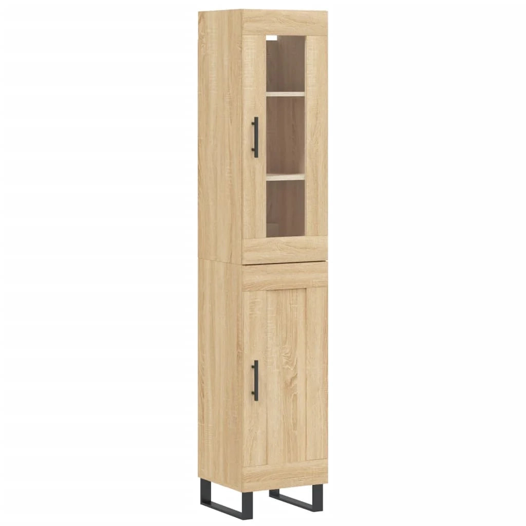 Buffet credenza cassettiera armadio mobile contenitore organizer cucina soggiorno salotto rovere Sonoma alto 34,5 x 34 x 180 cm legno ingegnerizzato marrone 02_0033963