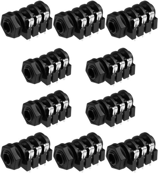 Cuffie stereo monofoniche per donna con connettore audio 6,35 mm 1/4 pollici - 10 pezzi - nero con viti di montaggio.