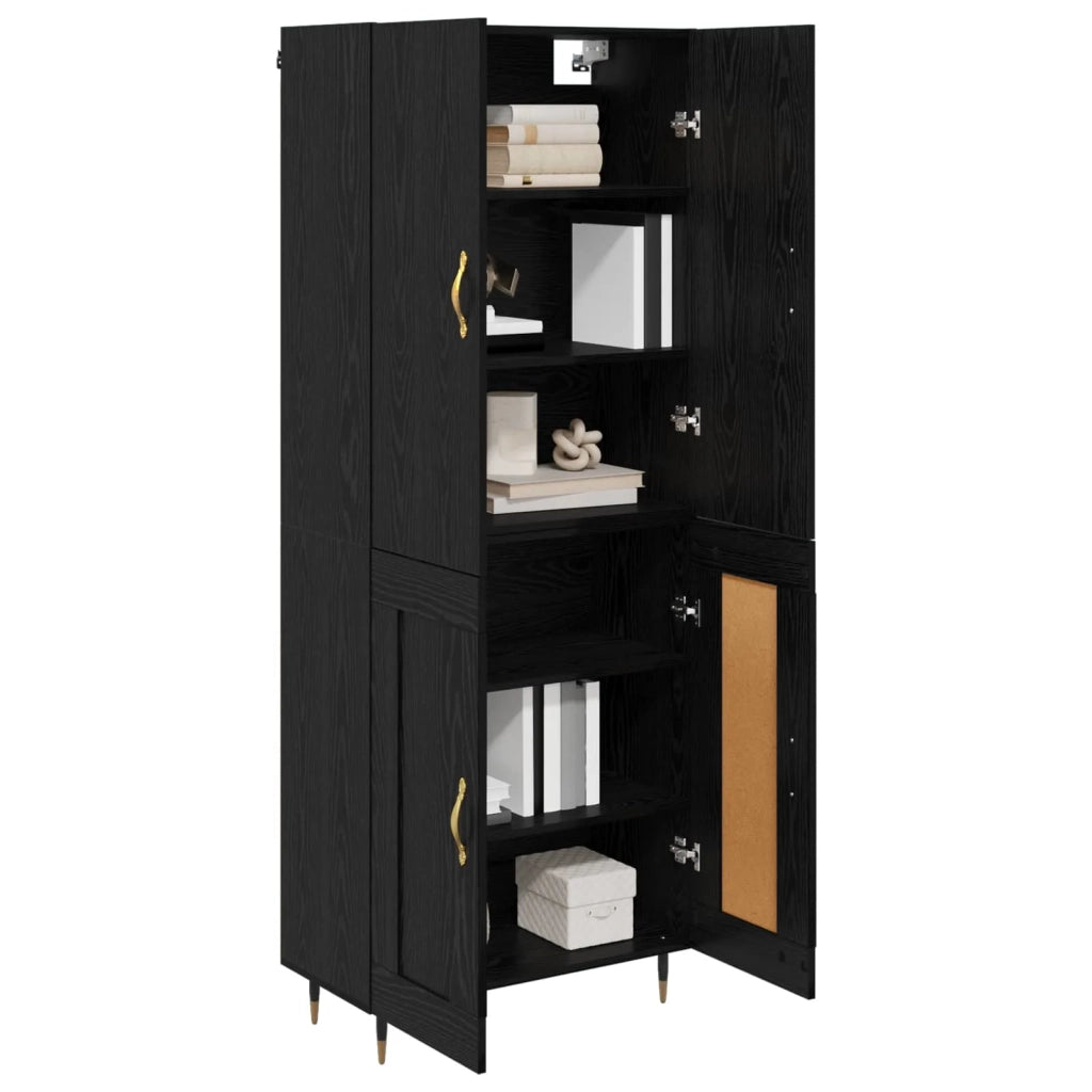 Credenza-Buffet-Armadio da cucina Rovere Nero 69,5 x 34 x 180 cm Legno multistrato 245058