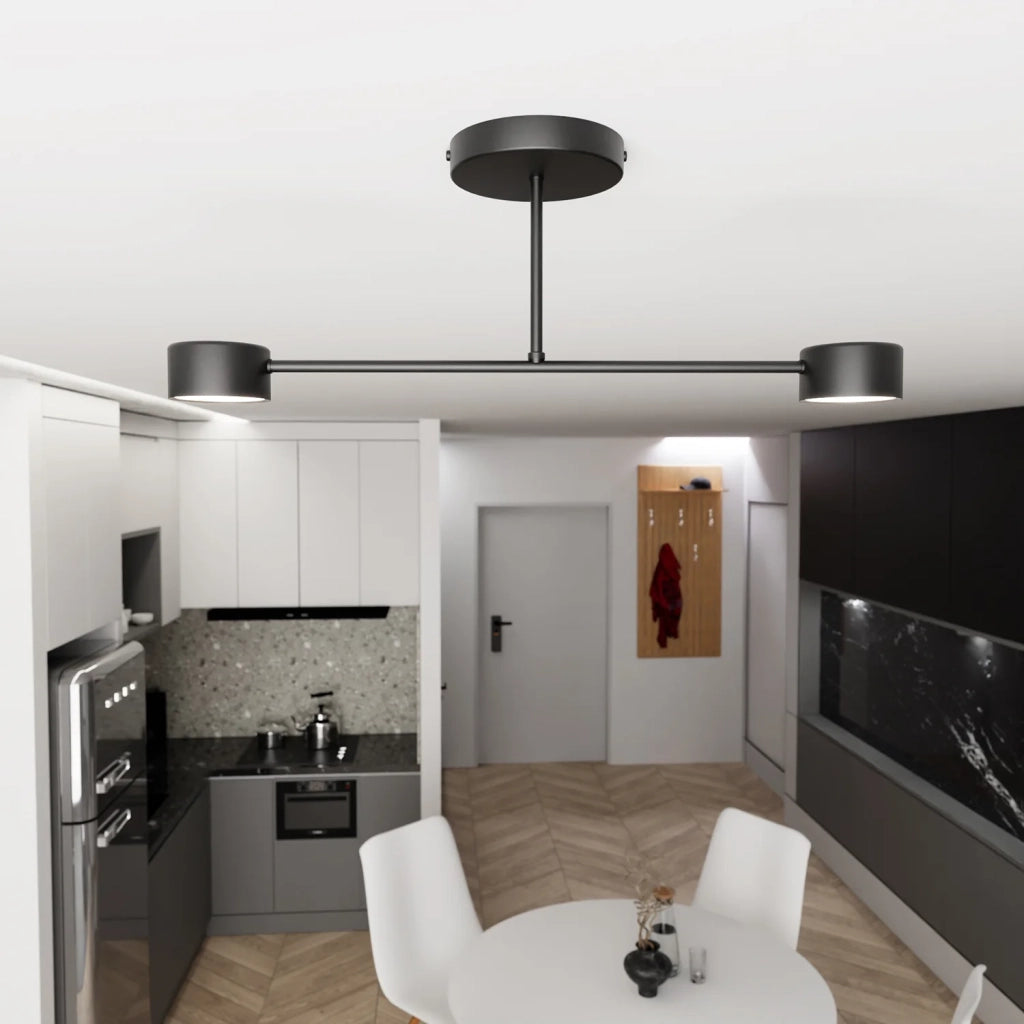 Plafoniera Moderna Thor 2 Luci Nera
