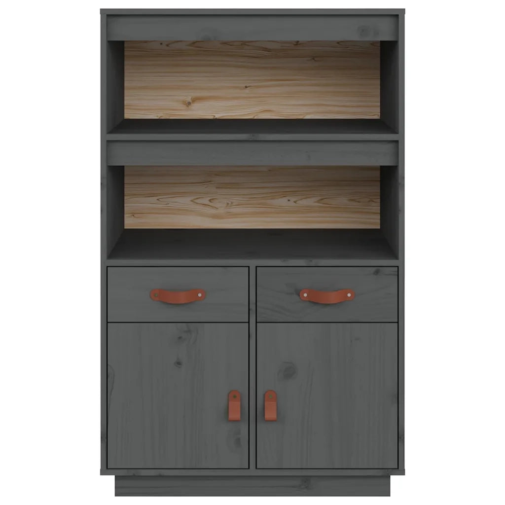 Credenza | Madia | Buffet da pranzo | Armadio da pranzo Grigia 67x40x108,5 cm in Legno Massello di Pino