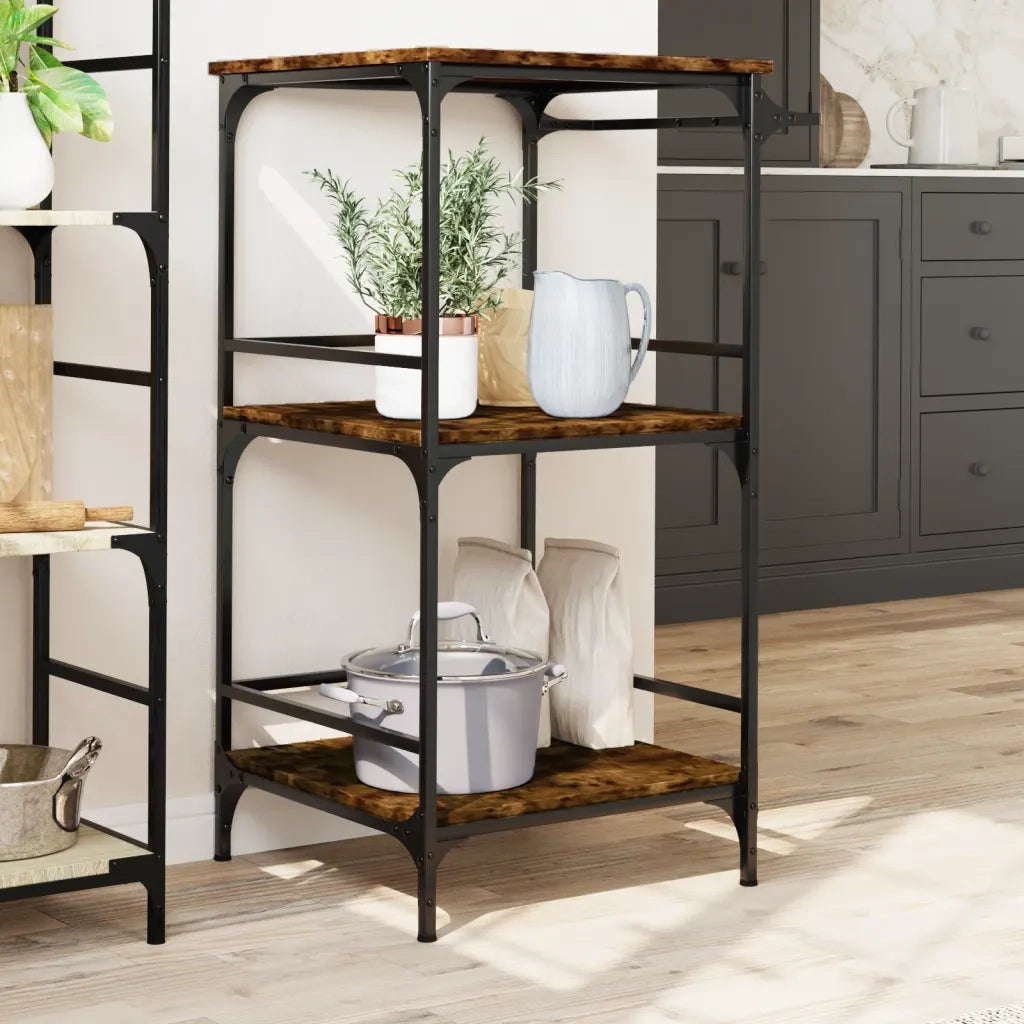 Carrello da Cucina Rovere Fumo 60,5x50x105 cm Legno Multistratocod mxl 90700