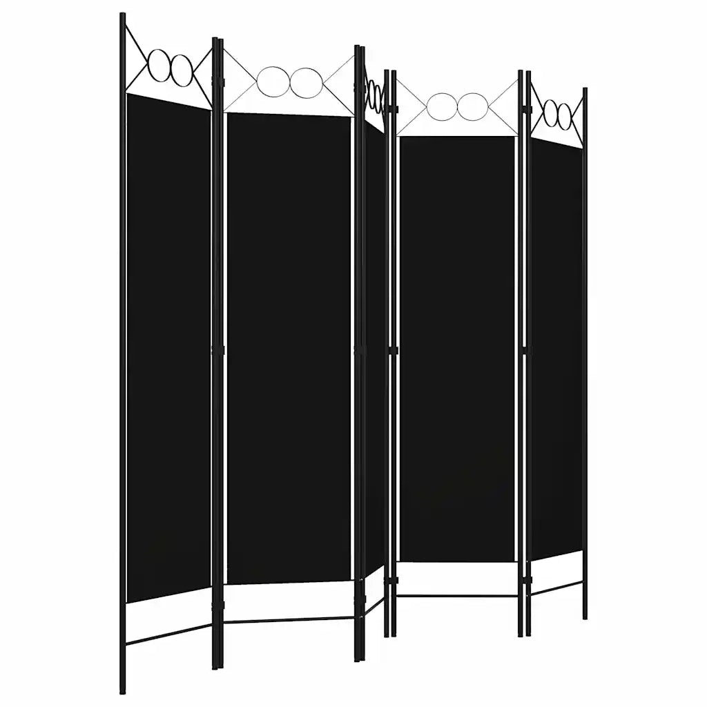 Paravento a 5 Pannelli Nero 200x180 cm 320710
