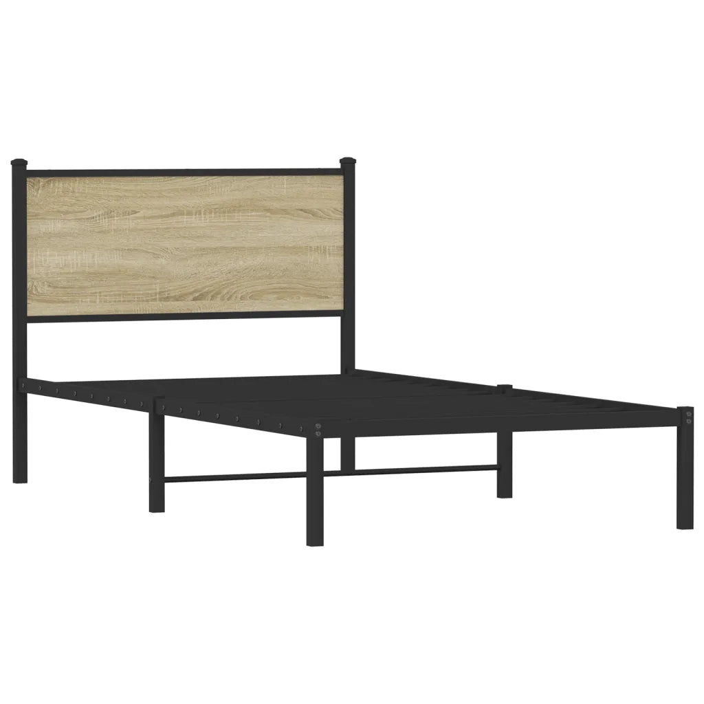 vidaXL Giroletto senza Materaso in Metallo Rovere Sonoma 100x200 cm