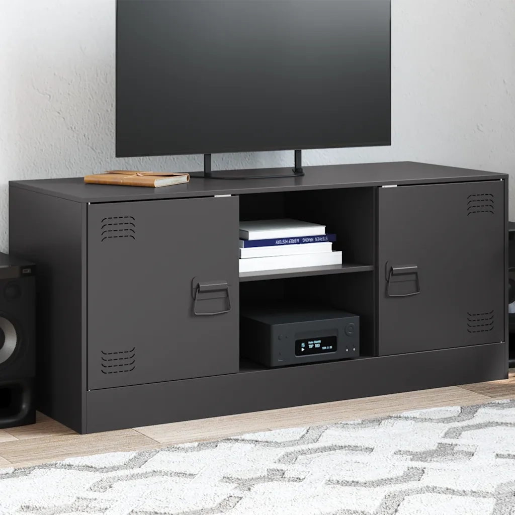 Mobile TV-Credenza per TV-Console TV Nero 99x39x44 cm in Acciaio 488702