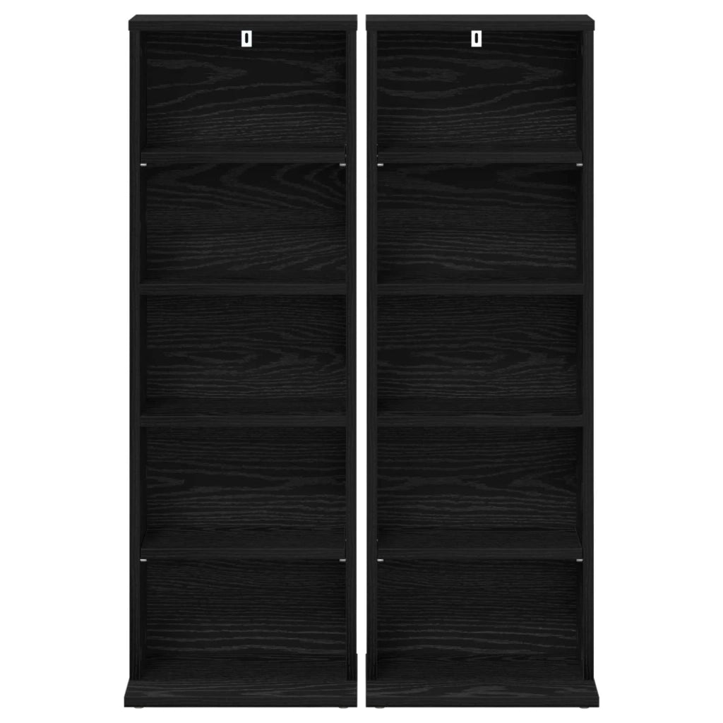 Mobile per CD 2 pz Rovere Nero 33 x 23,5 x 97,5 cm 8012693