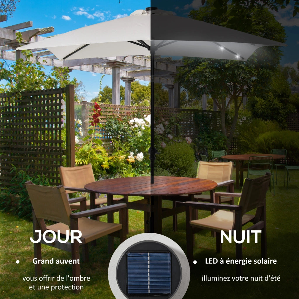 Ombrellone da giardino rettangolare LED solare 3x2m inclinabile ¨C Xylo ¨C crema acciaio polyester