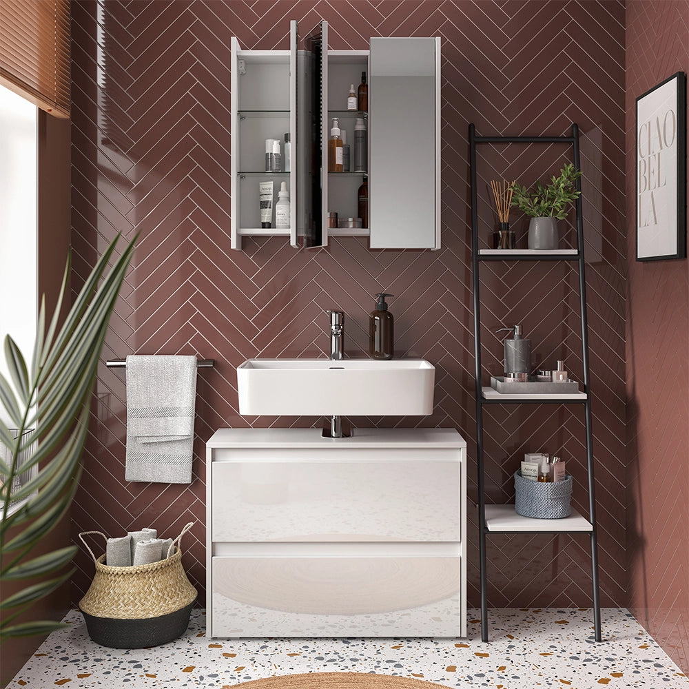 Vicco Set di mobili da bagno Bianco/bianco lucido 2 parti