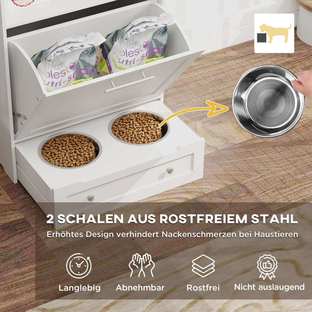 Armadio per animali domestici con ciotole e ganci ¨C zephmum ¨C MDF bianco