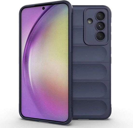 Casella protettiva per cellulare Samsung Galaxy A17 5G/4G, colore blu scuro, design airbag.