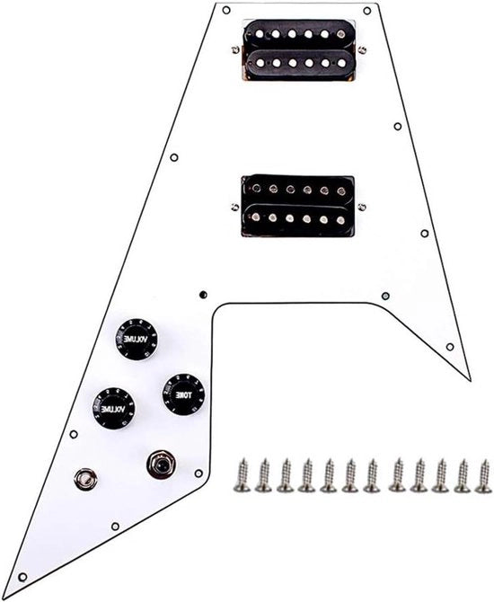 Pre-bedraad slagplaat 3-laags, compatibile con chitarre di stile Gibson Flying V, colore bianco