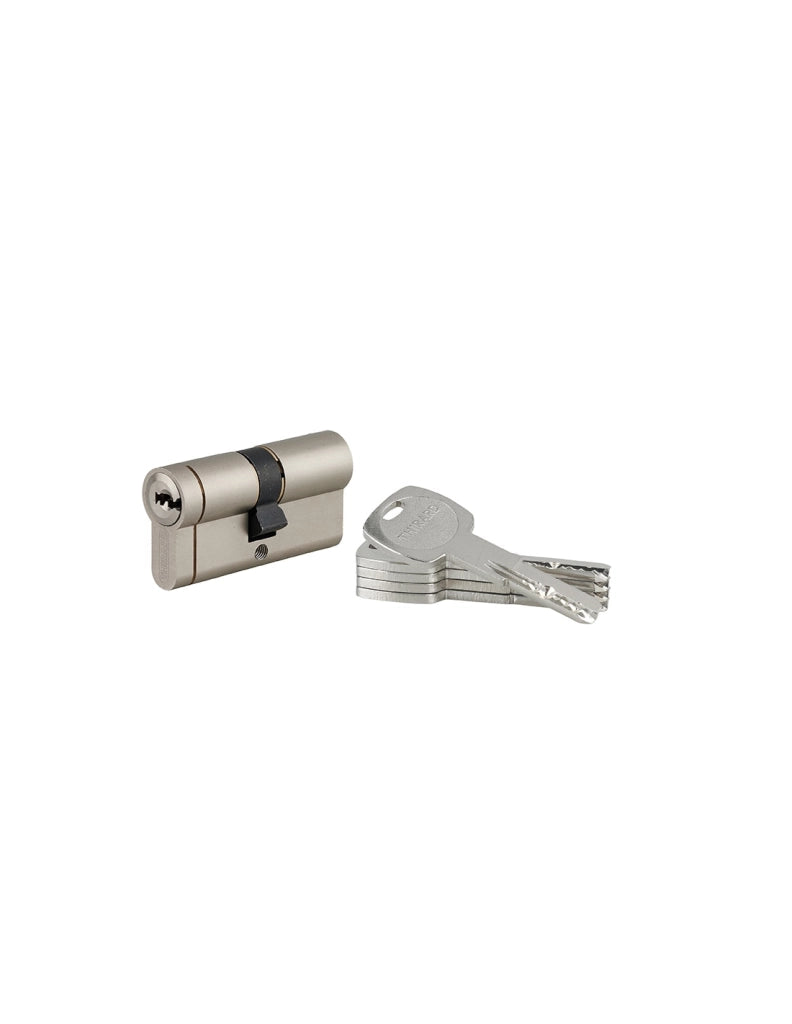 Cilindro europeo Transit 1 30 x 30 mm, nichelato, funzione emergenza, 5 chiavi – THIRARD