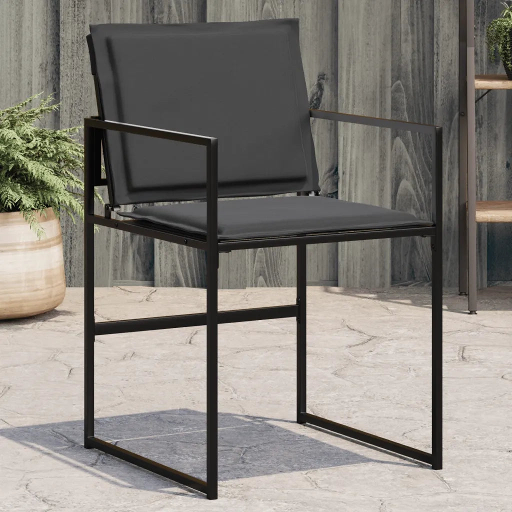vidaXL Sedie da Giardino con Cuscini 4 pz Neri in Acciaio e Textilene