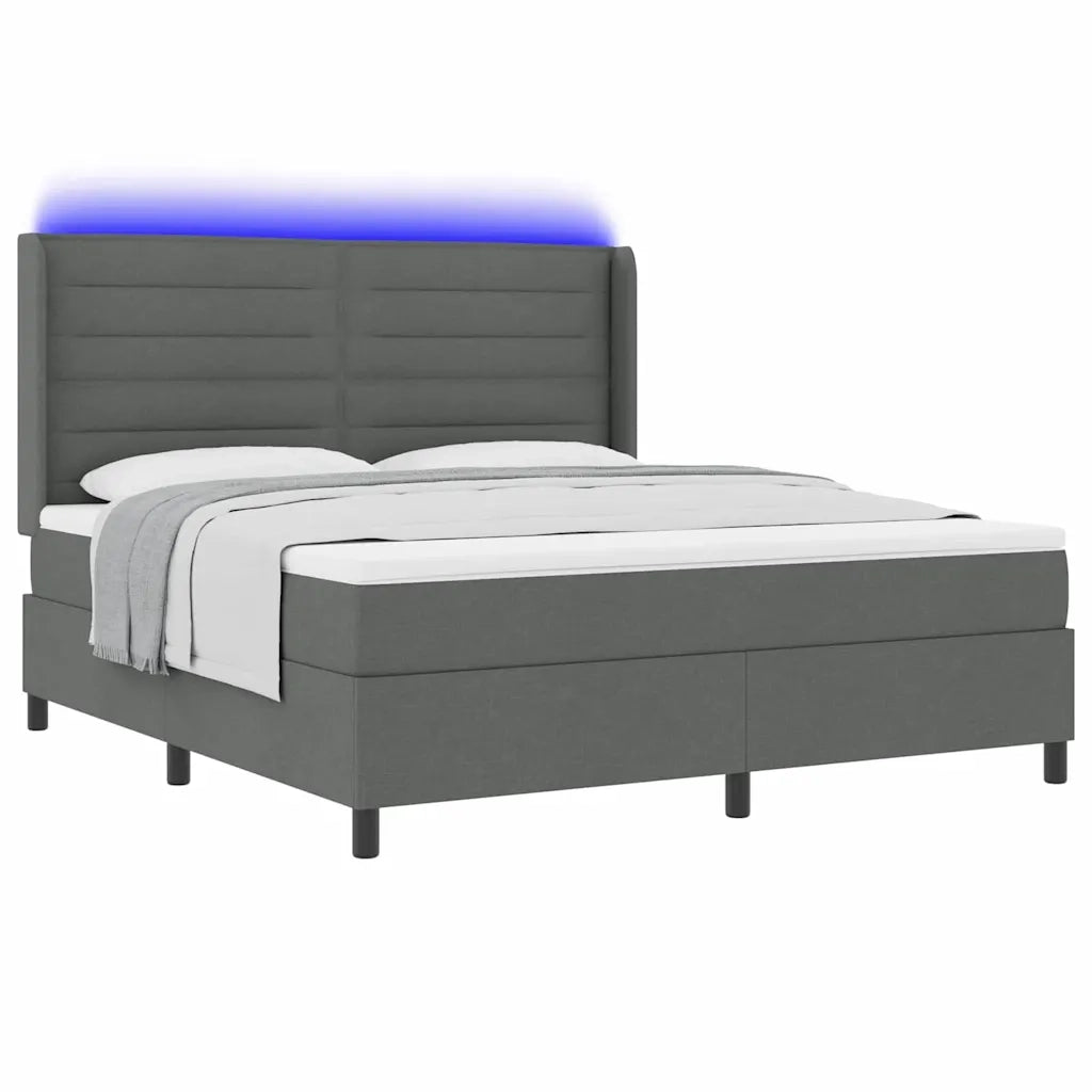Letto a Sorgente LED Grigio scuro 180 x 200 cm Tessuto 3343456
