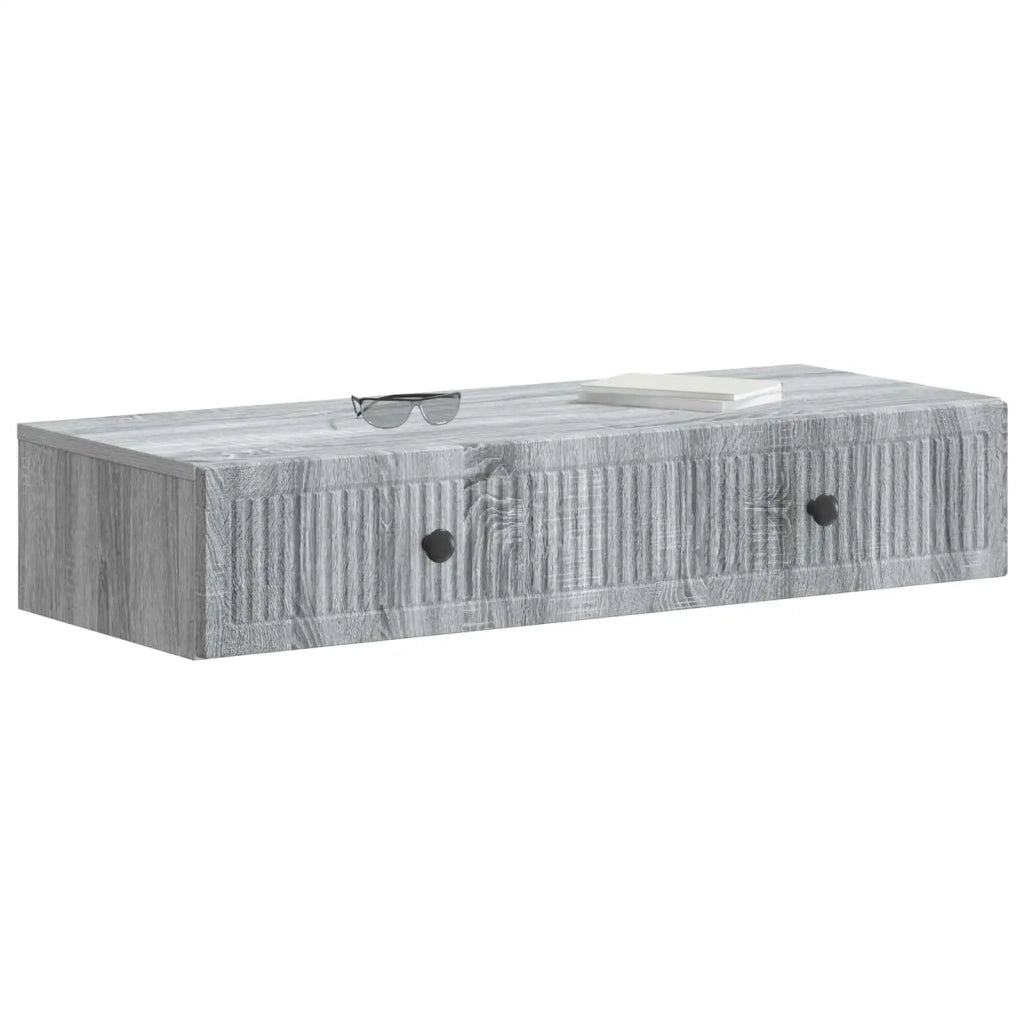 Tavolino da Parete Laterale Grigio Sonoma 87,5 x 34,5 x 17 cm 897991