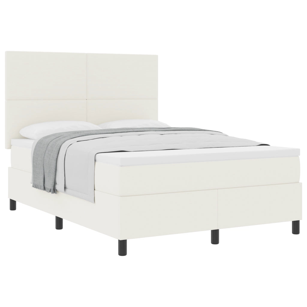 Letto con Rete a Molle Materasso Crema 140x200 cm Tessuto in Velluto