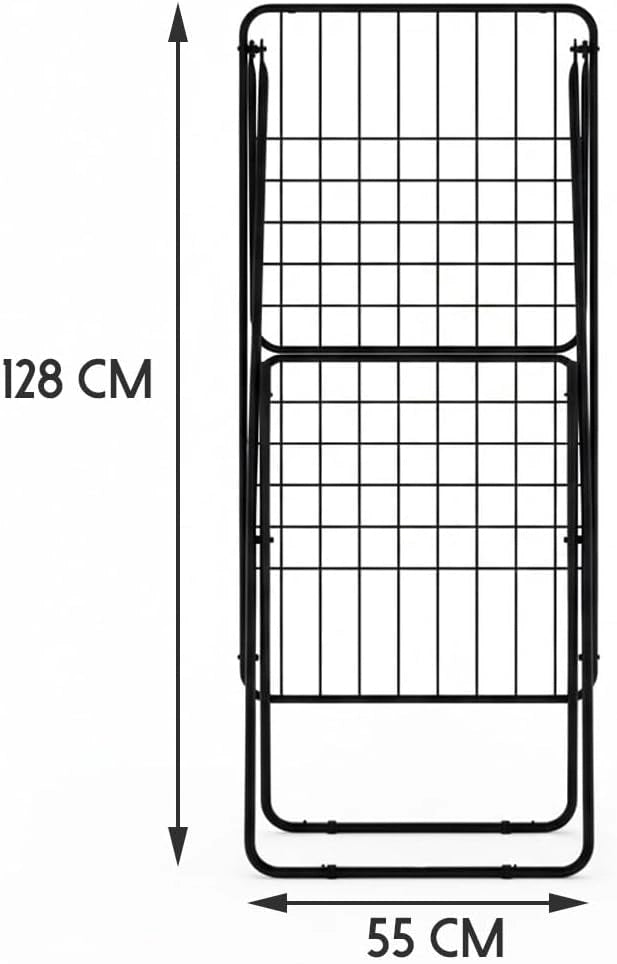 Stendino Stendibiancheria in Metallo Verniciato Nero Aegeanstar 182 x 55 x 102 cm