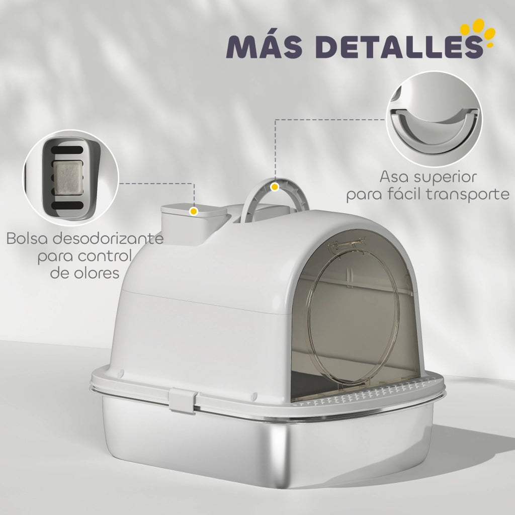 Arenero per Gatti ¨C zephmum ¨C Grigio Acciaio Inox 52,4x41,3x39,9 cm