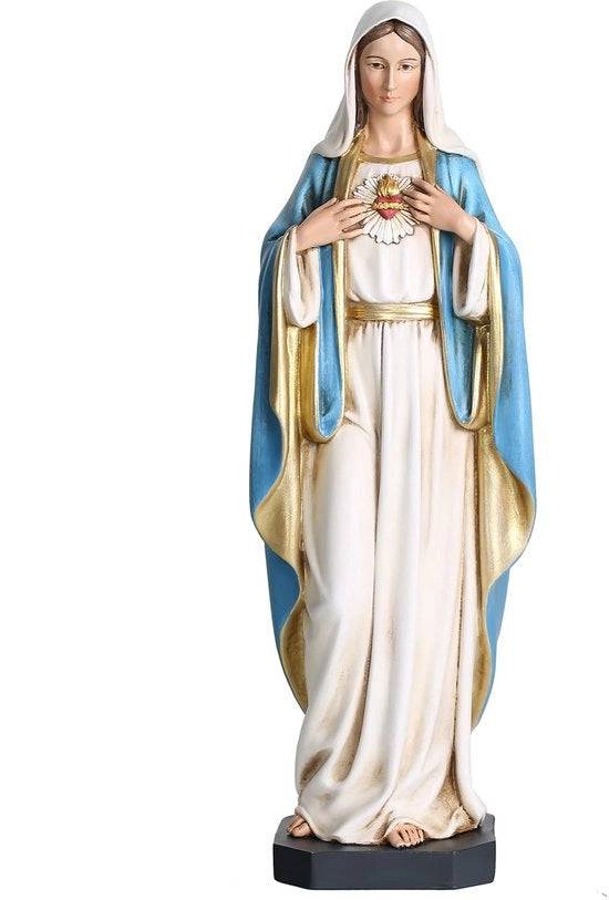 Immagine immacolata del Cuore di Maria, Santa Vergine Maria, Madre per altare, dipinto a mano, regalo religioso per la madre, 25 cm alto, manufatto artigianale.