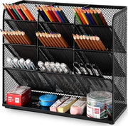 Organizzatore da Ufficio Multifunzionale per Ufficio e Scuola - Pennaiole con 9 Compartimenti (Nero)