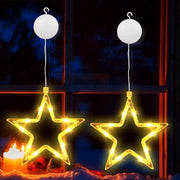 Illuminazione di Natale a LED - 2 pezzi 10 LED Illuminazione di Natale a Batteria Luce Calda Bianca Filo di Luce per Finestre Illuminazione per Interno Lampade a Sospensione con Timer per Casa Giardino Terrazza Esterno Festa Porta Festival