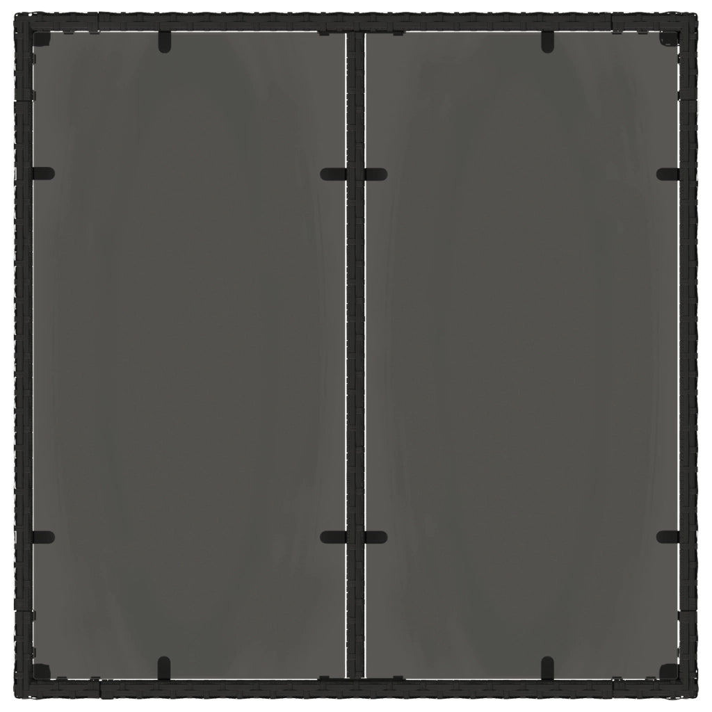 Set da pranzo da giardino in 5 pezzi con cuscini in polyrattan nero