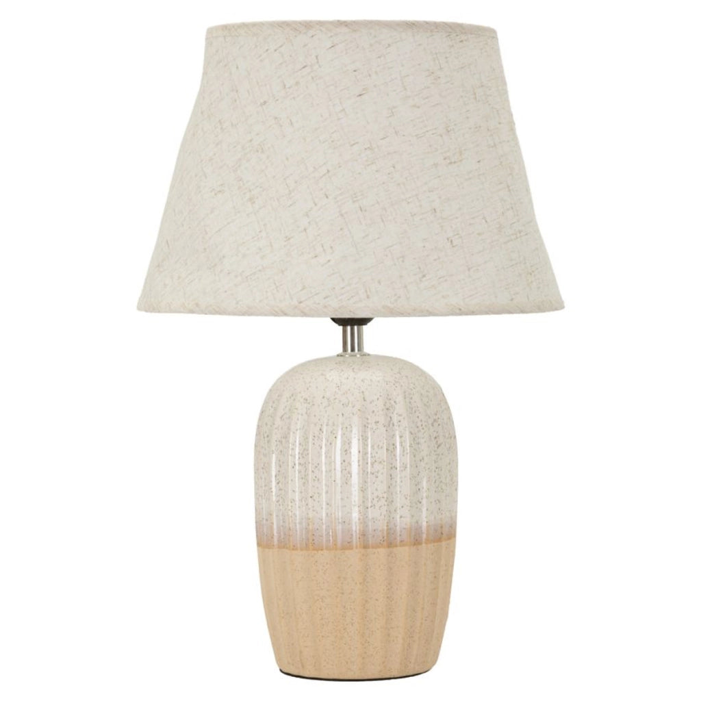 Lampada da tavolo Japandi in ceramica sabbia e pesca