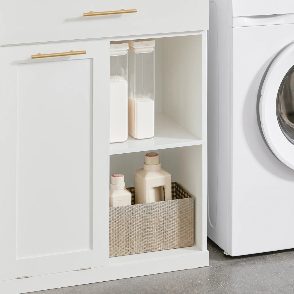 Armadio portabiancheria con sacca Portabiancheria pieghevole Mobile da bagno con 1 cassetto Bianco 66x37x95cm BZR66-W SoBuy