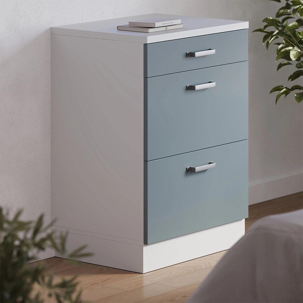 Mobile per mansarda Rion Grigio-blu/Bianco 60 x 83.8 cm senza inclinazione con 3 cassetti Vicco