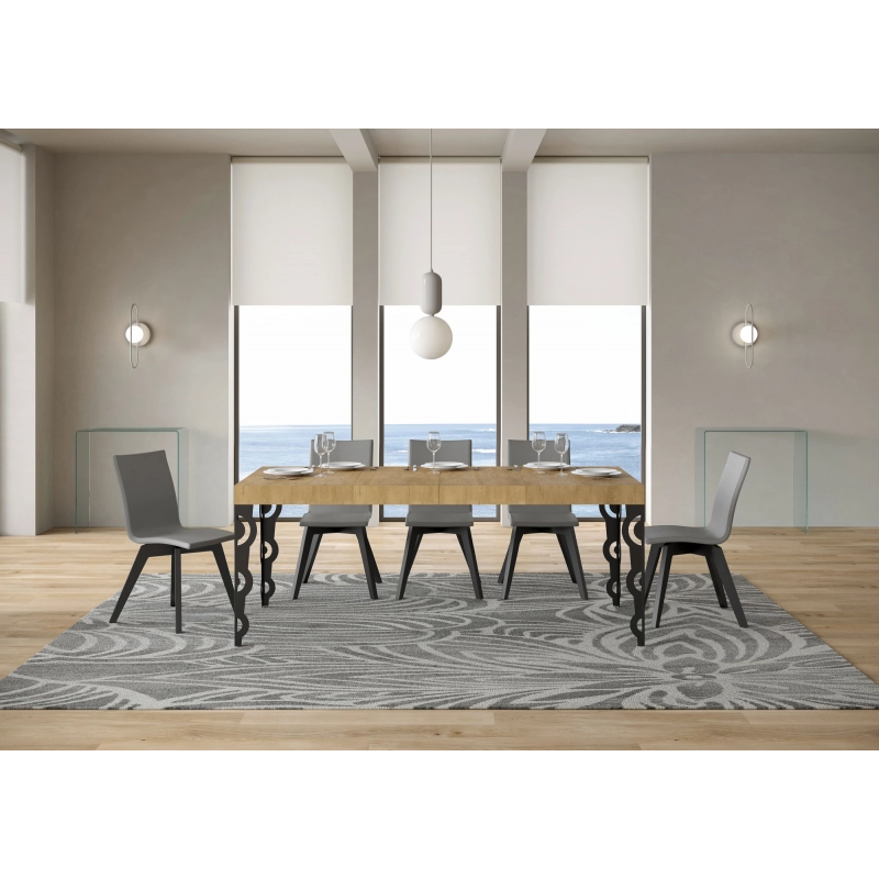 Tavolo allungabile 90x130/234 cm Karamay Premium telaio Antracite - Quercia Natura