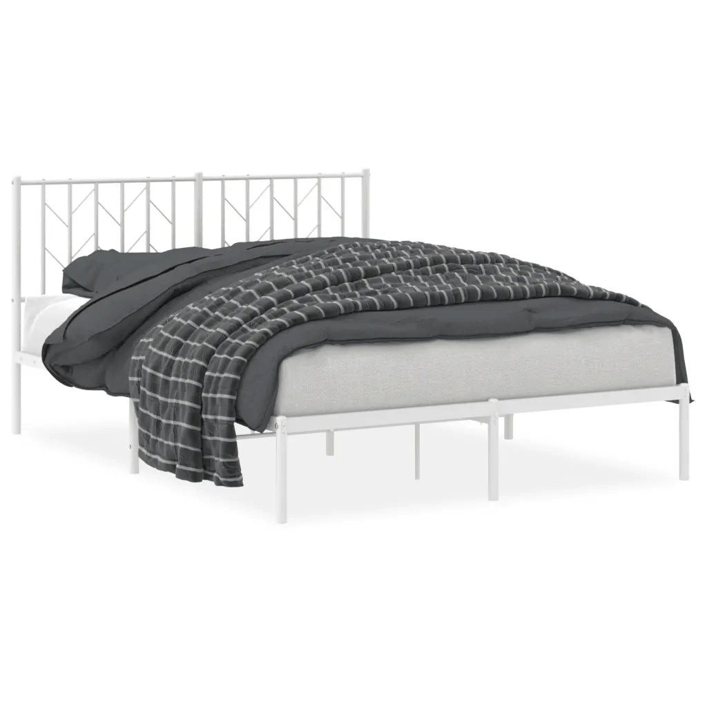 Giroletto con Testiera-Struttura Letto con testiera Metallo Bianco 140x200 cm 380137